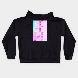 Apartment Building Trippy Vaporwave Glitch Art Kids Hoodie